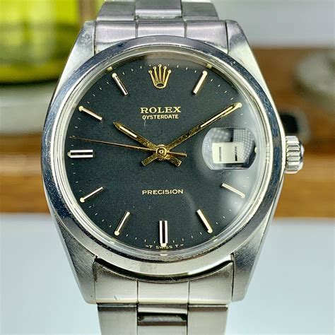 rolex oysterdate precision black dial|Rolex oysterdate precision 6694 price.